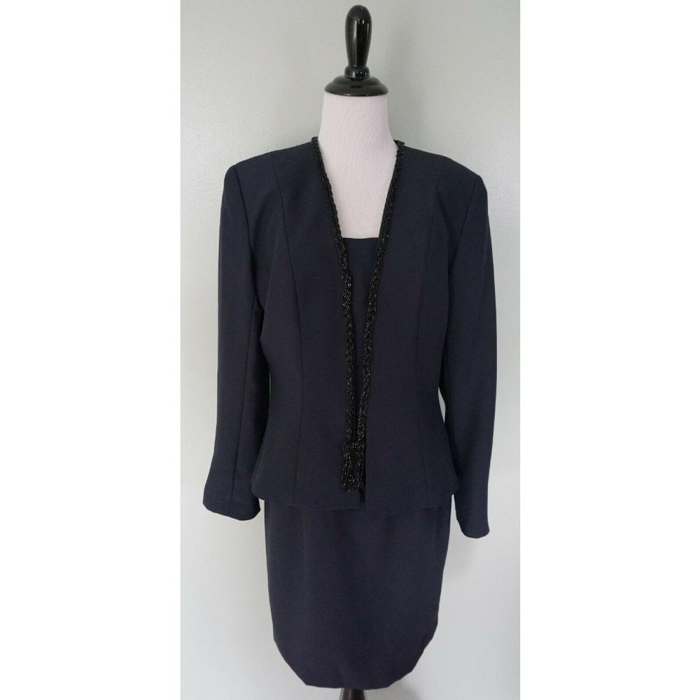 LA NUIT Blue 2 Piece Formal Party Professional Blazer Coat Dress Suit